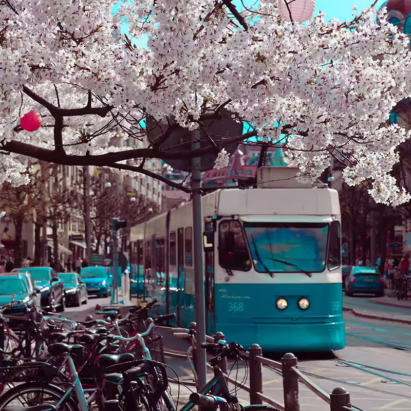 En bild på spårvagn vid Järntorget i Göteborg