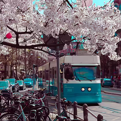 En bild på spårvagn vid Järntorget i Göteborg