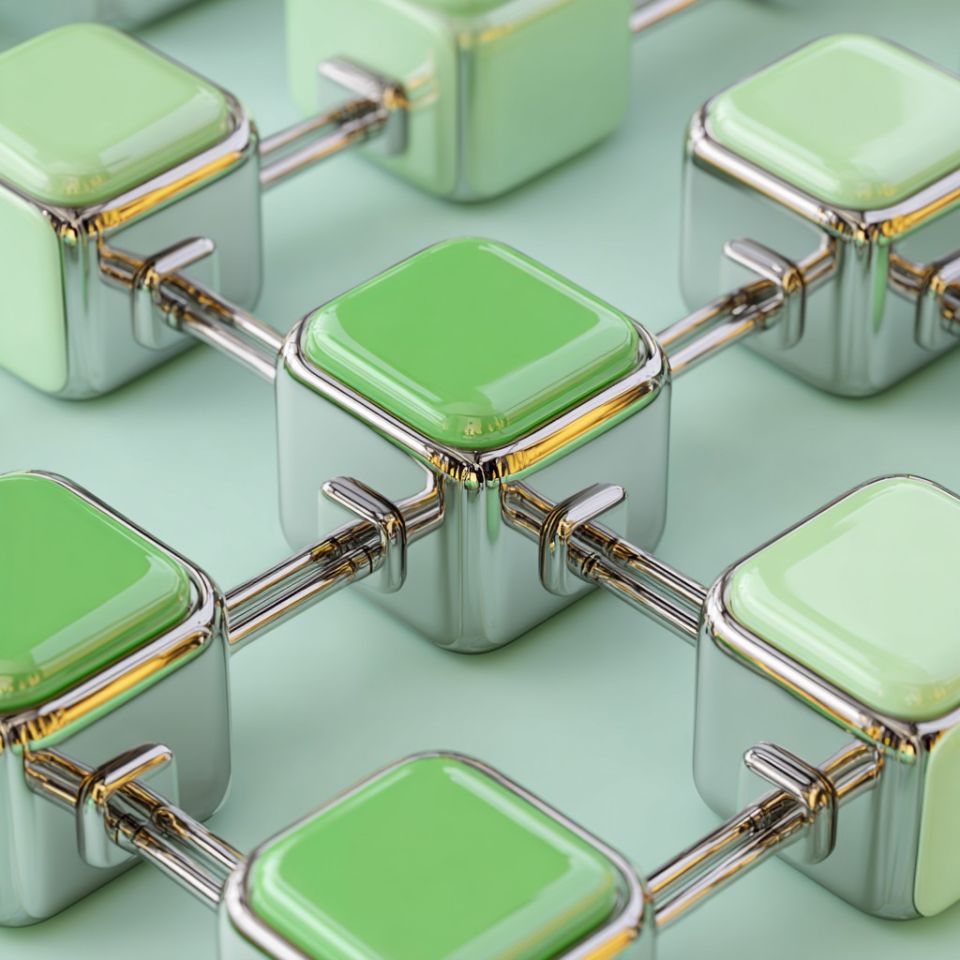 många ihopkopplade gröna boxar