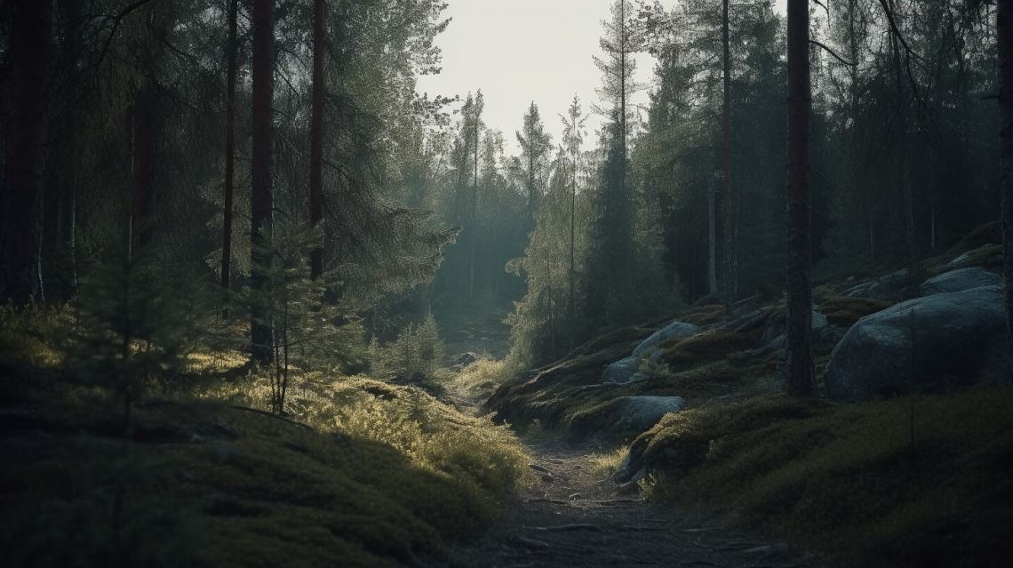En vild skog i Sverige