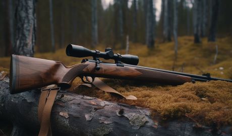 Ett jaktgevär i skogen