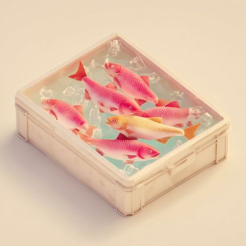 låda med fryst fisk