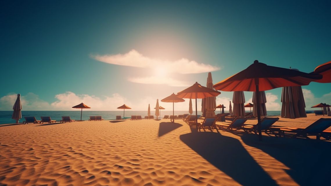 En solig strand i Alanya i Turkiet