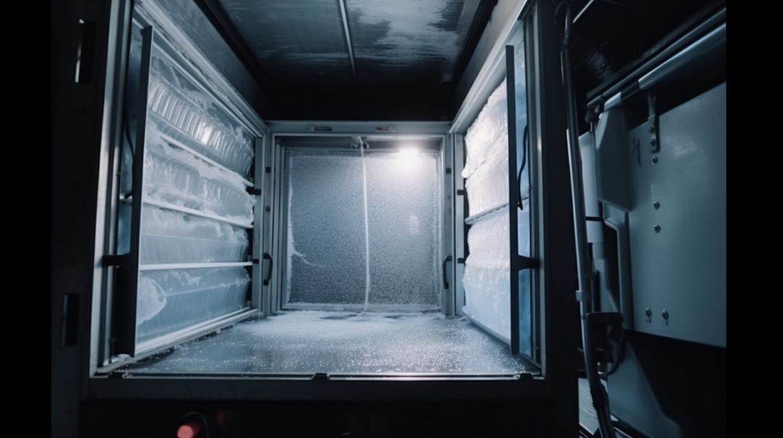 En stor modern lastbil med kylrum