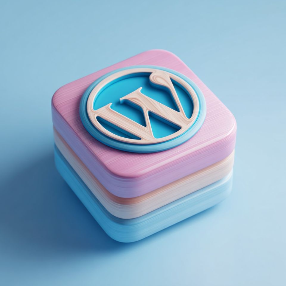 en WordPress logotyp printad i 3D