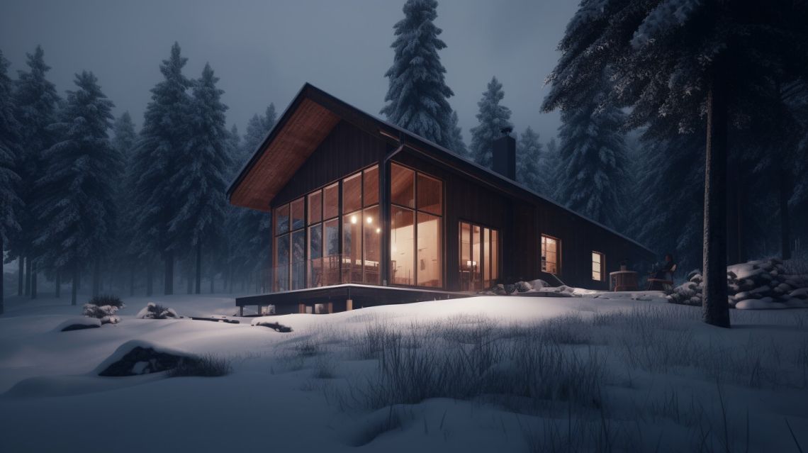 En mysig stuga i Branäs på kvällen