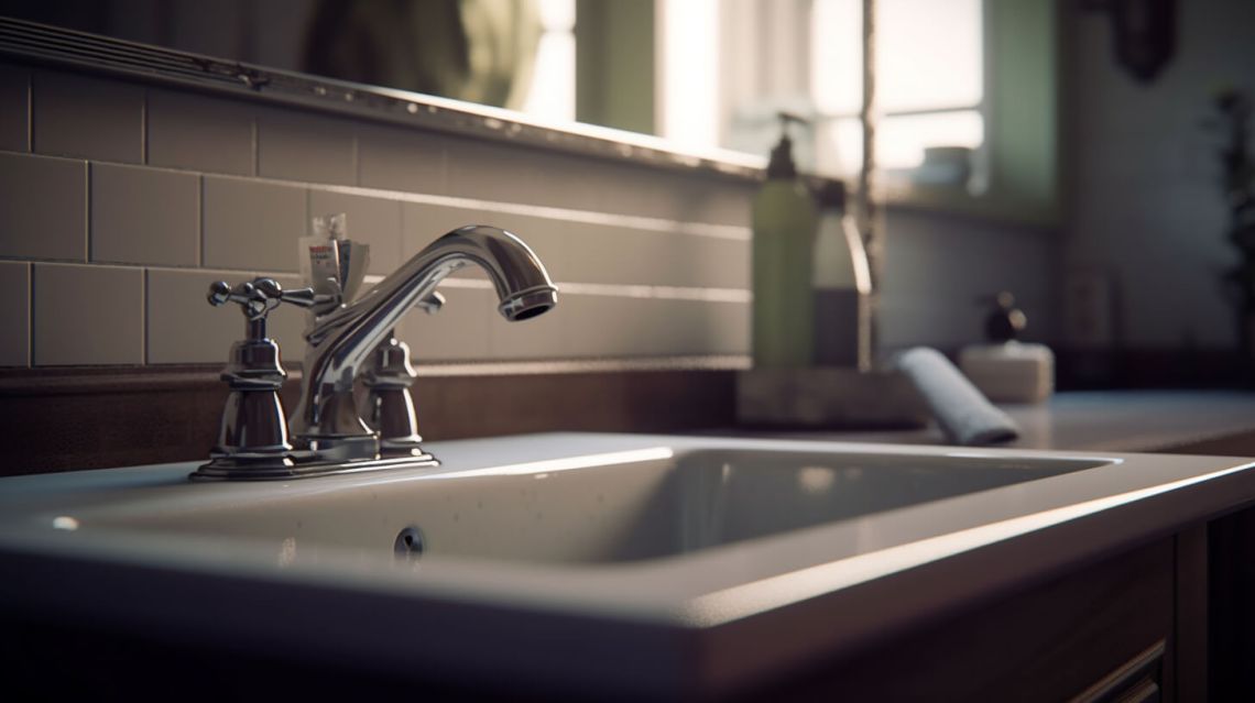 En kran i ett badrum