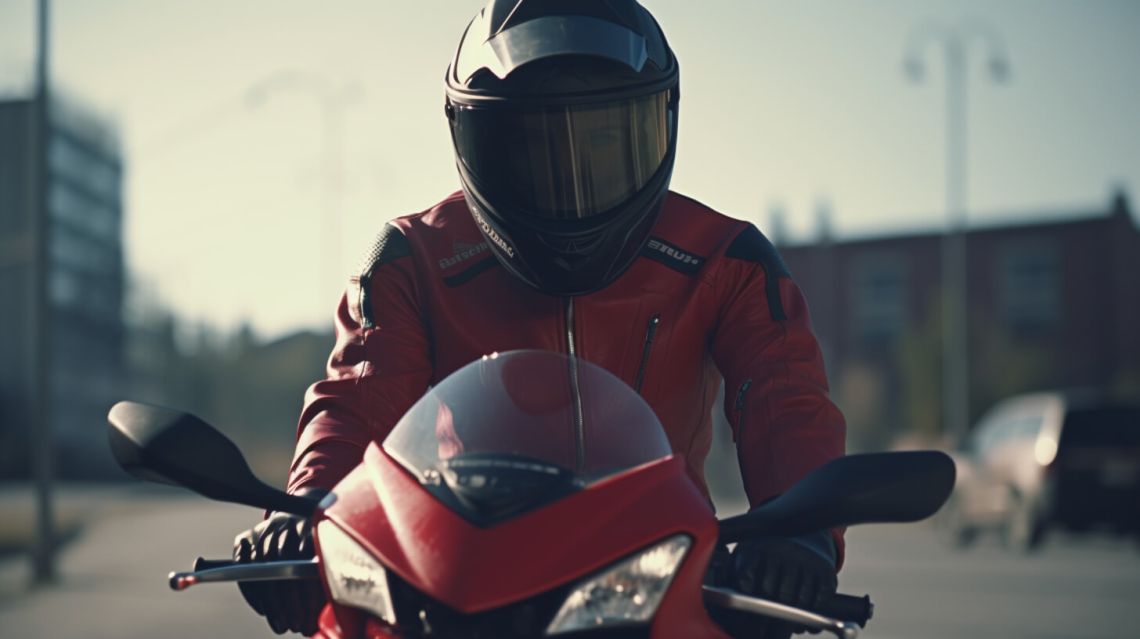 En person som sitter på en Ducati motorcykel