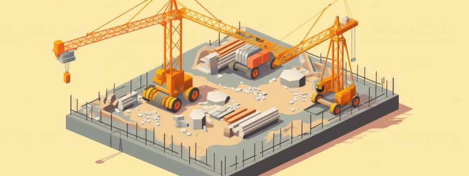 En byggarbetsplats som lägger en grund