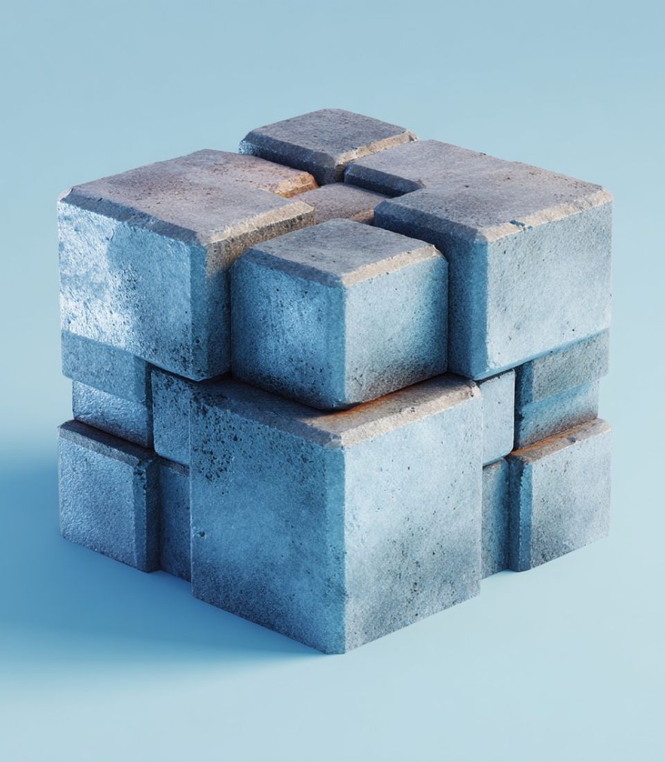 en stark betongkub