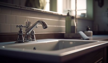 En kran i ett badrum