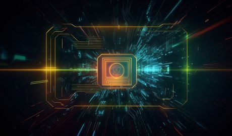 Ett chip med ljus som rör sig