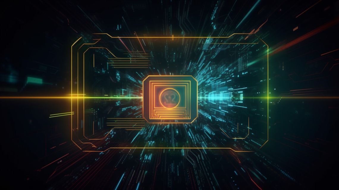 Ett chip med ljus som rör sig