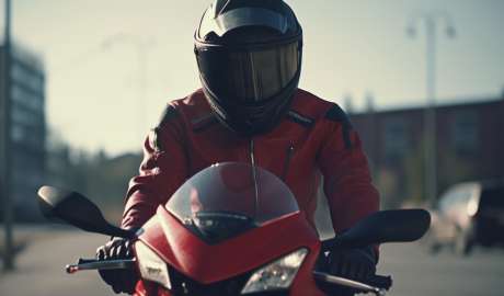 En person som sitter på en Ducati motorcykel
